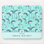 モノグラムモダンブルーフラミンゴ マウスパッド (正面)
