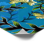 モノグラムモダンブルーフローラシック ポスター (角)