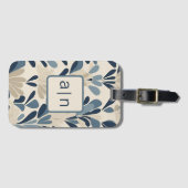 モノグラムモダンブルーワイルドフラワーラゲージタグ ラゲッジタグ (正面横)