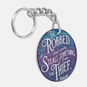 モノグラムモダンブルー感動的引用文エレガント キーホルダー (正面左)