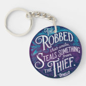 モノグラムモダンブルー感動的引用文エレガント キーホルダー (正面)