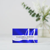 モノグラムモダンブルー抽象芸術背景 名刺 (スタンド正面)