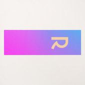 モノグラムモダンブルー熱ピンクのグラデーション ヨガマット (裏面(横))