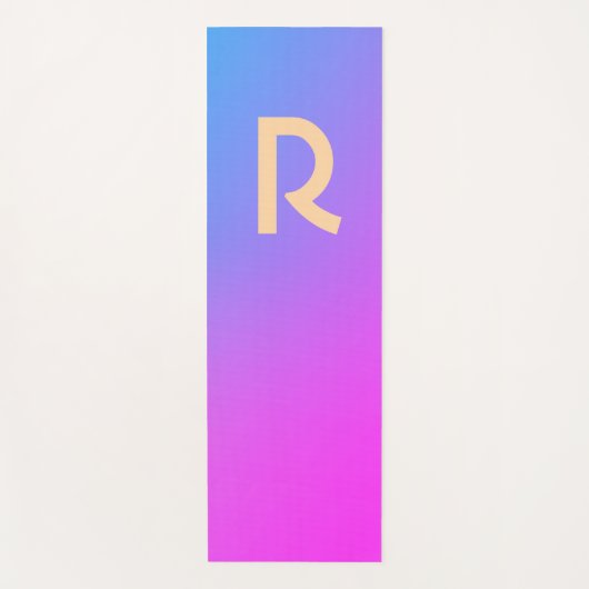 モノグラムモダンブルー熱ピンクのグラデーション ヨガマット (正面)