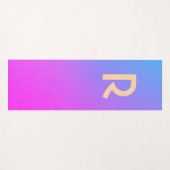 モノグラムモダンブルー熱ピンクのグラデーション ヨガマット (正面(横))