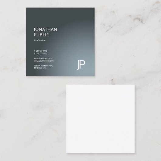 モノグラムモダンプエレガントラントレンディーデザインラグジュアリー スクエア名刺 (正面/裏面)