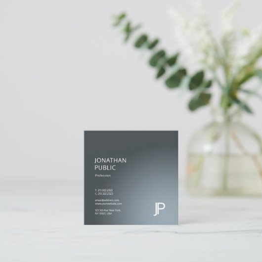 モノグラムモダンプエレガントラントレンディーデザインラグジュアリー スクエア名刺 (スタンド正面)