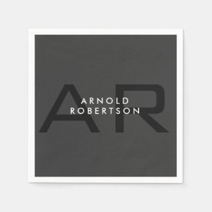 モノグラムモダンプレーングレートレンディー追加の名前 スタンダードカクテルナプキン