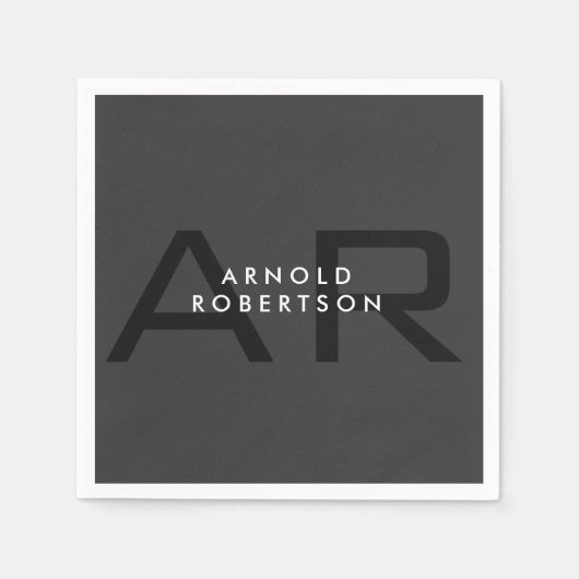 モノグラムモダンプレーングレートレンディー追加の名前 スタンダードカクテルナプキン (正面)