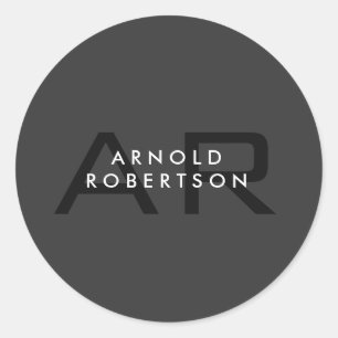 モノグラムモダンプレーングレートレンディー追加の名前 ラウンドシール