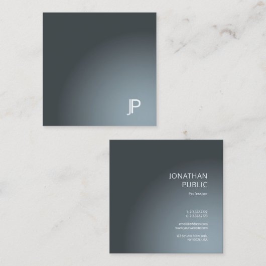 モノグラムモダンプレーントレンディーデザインラグジュアリーエレガント スクエア名刺 (正面/裏面)