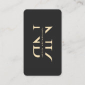 モノグラムモダンプロフェッショナルイニシャルブラック金ゴールド 名刺 (正面)