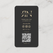 モノグラムモダンプロフェッショナルイニシャルブラック金ゴールド 名刺 (裏面)