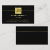 モノグラムモダンプロフェッショナルエレガントブラック金ゴールド 名刺 (正面/裏面)