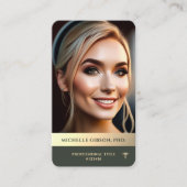 モノグラムモダンプロフェッショナルグエレガントリーン金ゴールドQr 名刺 (正面)