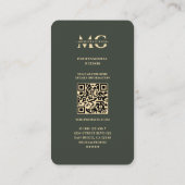モノグラムモダンプロフェッショナルグエレガントリーン金ゴールドQr 名刺 (裏面)
