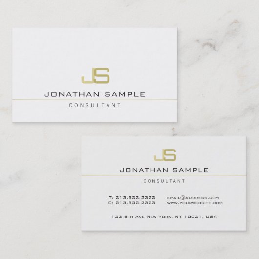 モノグラムモダンプロフェッショナルコンサルタエレガントント 名刺 (正面/裏面)