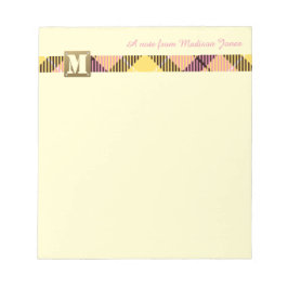 モノグラムモダンプロフェッショナルスクリプト名タータンチェック ノートパッド