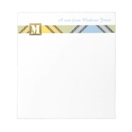 モノグラムモダンプロフェッショナルスクリプト名タータンチェック ノートパッド