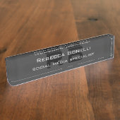 モノグラムモダンプロフェッショナルブラックグレー デスクネームプレート (側面)