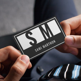 モノグラムモダンプロフェッショナルブラック&ホワイト 名刺