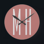 モノグラムモダンプロフェッショナルプレインミニマリスト ラウンド壁時計<br><div class="desc">簡単編集ツールタイ違うプとサイズ、色とフォントの選択。</div>