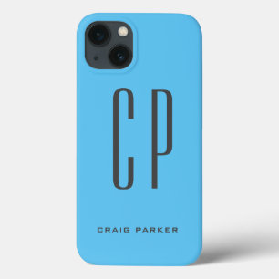 モノグラムモダンプロフェッショナルプレーンシンプルスカイブルー iPhone 13ケース