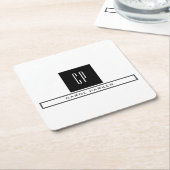 モノグラムモダンプロフェッショナルプレーンシンプル名 スクエアペーパーコースター (アングル)