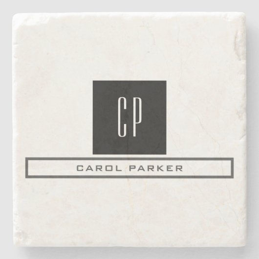 モノグラムモダンプロフェッショナルプレーンシンプル名 ストーンコースター (正面)
