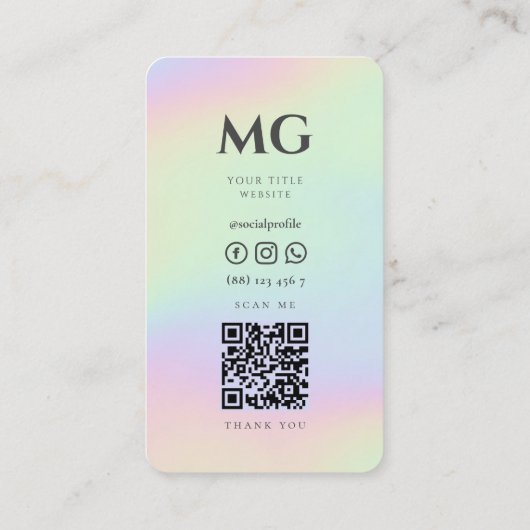 モノグラムモダンプロフェッショナルホログラフィック 名刺 (裏面)