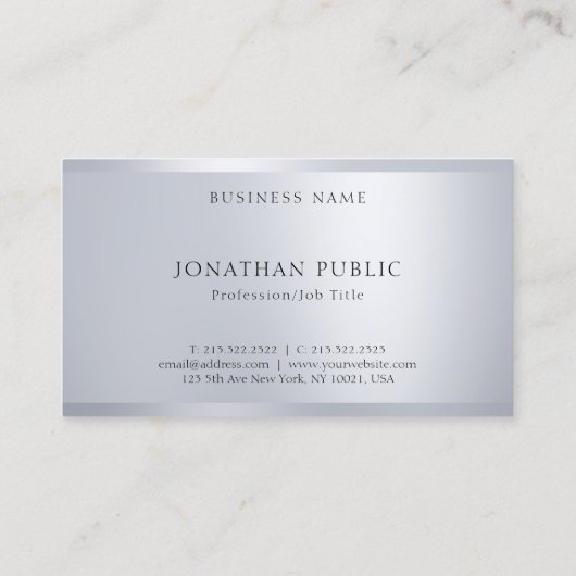 モノグラムモダンプロフェッショナル銀テンプレート 名刺 (裏面)