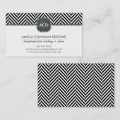 モノグラムモダンヘリンボーン模様ブラック 名刺 (正面/裏面)