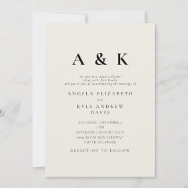 モノグラムモダンベージュ結婚ズ 招待状