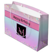 モノグラムモダンホログラフィックパステルグリッター ラージペーパーバッグ (裏面アングル)