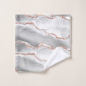 モノグラムモダンホワイトアゲートバラ金ゴールドグリッター バスタオルセット (ウォッシュタオル)