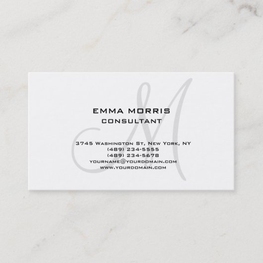 モノグラムモダンホワイトシンプルコンサルタント 名刺 (正面)