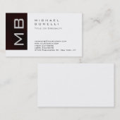 モノグラムモダンホワイトダークレッドの名刺 名刺 (正面/裏面)