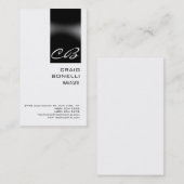 モノグラムモダンホワイトブラックプレーンビジネスカード 名刺 (正面/裏面)