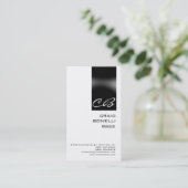 モノグラムモダンホワイトブラックプレーンビジネスカード 名刺 (スタンド正面)