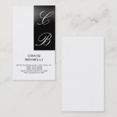 モノグラムモダンホワイトブラックプレーンビジネスカード 名刺 (正面/裏面)