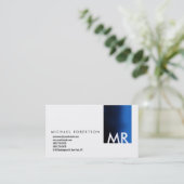 モノグラムモダンホワイトブルークリーン名刺 名刺 (スタンド正面)