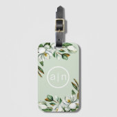 モノグラムモダンホワイトマグノリア荷物タグ ラゲッジタグ (正面縦)