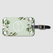 モノグラムモダンホワイトマグノリア荷物タグ ラゲッジタグ (正面横)