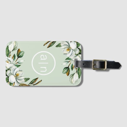 モノグラムモダンホワイトマグノリア荷物タグ ラゲッジタグ (正面横)