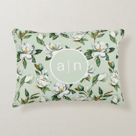 モノグラムモダンホワイトマグノリア アクセントクッション