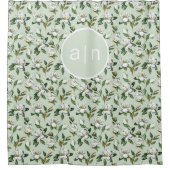 モノグラムモダンホワイトマグノリア シャワーカーテン (正面)