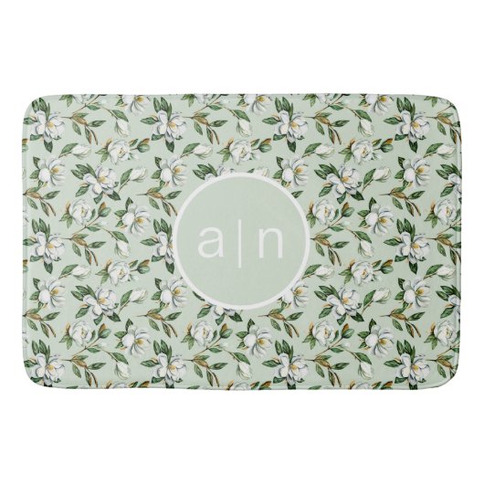 モノグラムモダンホワイトマグノリア バスマット (正面)