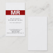 モノグラムモダンホワイトレッドクリーン名刺 名刺 (正面/裏面)