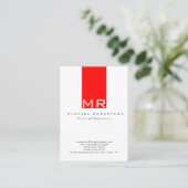 モノグラムモダンホワイトレッドクリーン名刺 名刺 (スタンド正面)