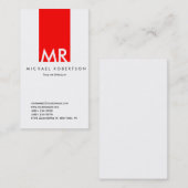 モノグラムモダンホワイトレッドクリーン名刺 名刺 (正面/裏面)